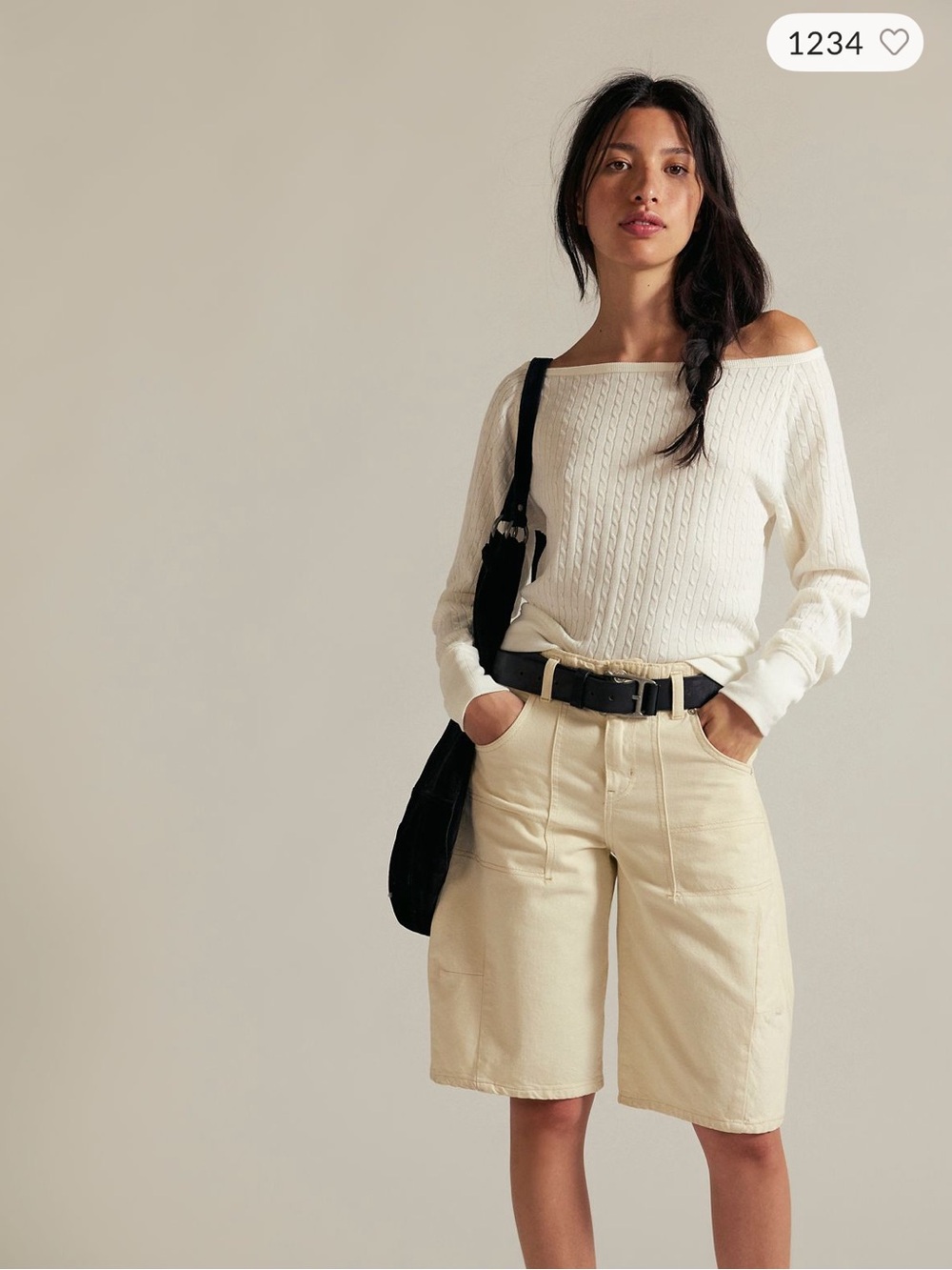 Free People Cable Off the Shoulder Sweater